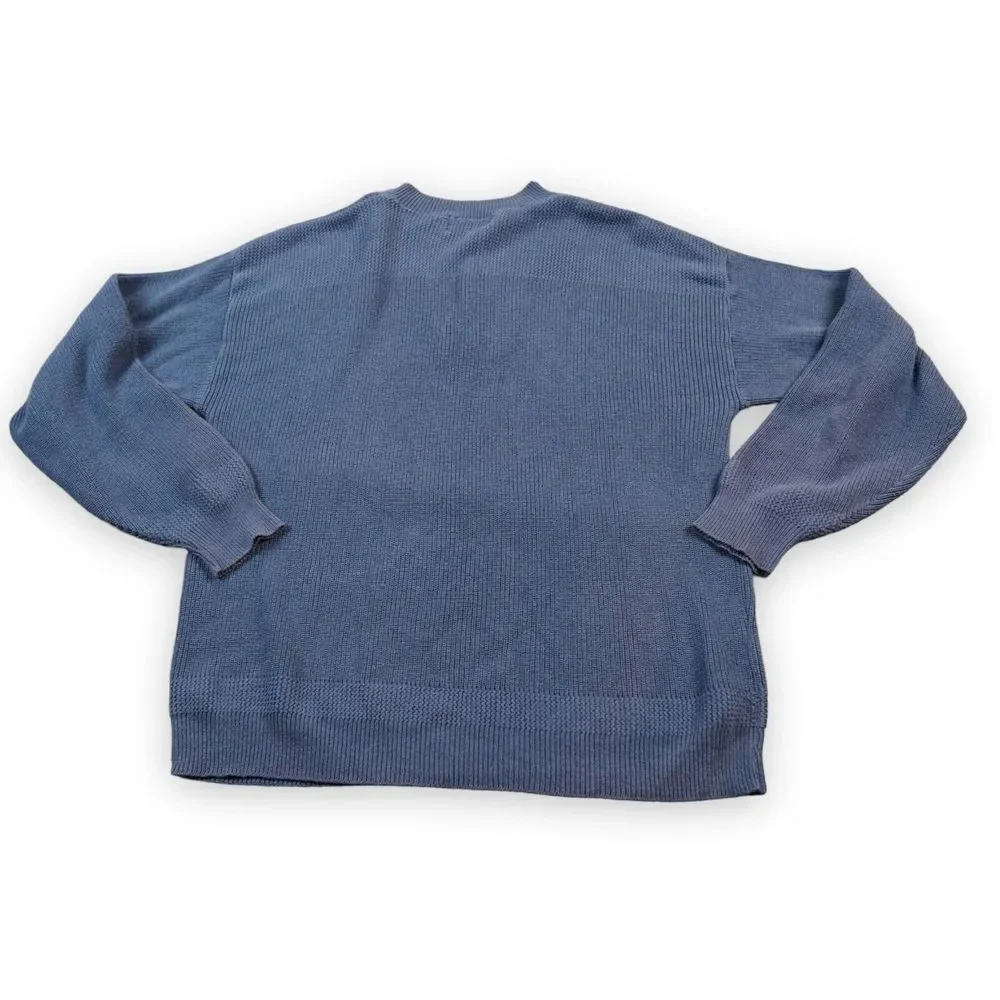 Eastern Mountain Sports Men Sweater Large Blue Henley Collar Pullover Worn Color